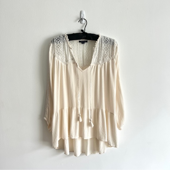 American Eagle Outfitters Tops - American Eagle Outfitters Boho Cream Blouse